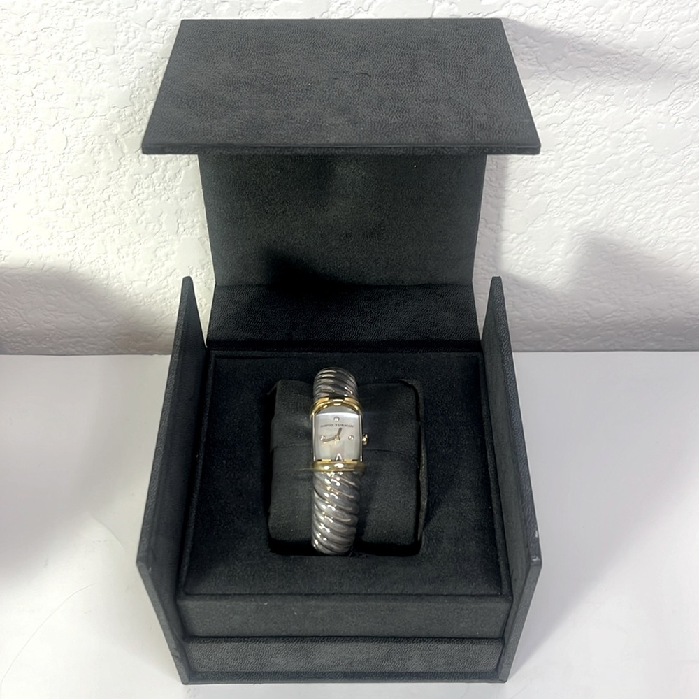 David Yurman Waverly Mother of Pearl Gold Trim Sterling Silver Watch